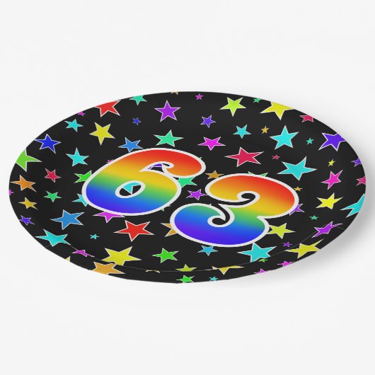 63e evenement: Vet, Fun, kleurrijke regenboog 63 Papieren Bordje (Gekanteld)