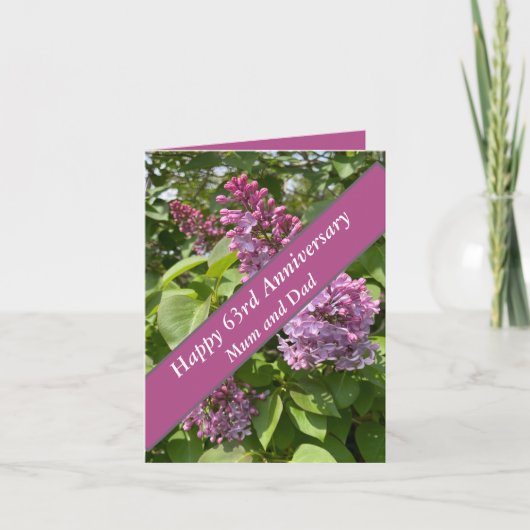 63e Jubileum Lila bewerkbaar Kaart (Voorkant)
