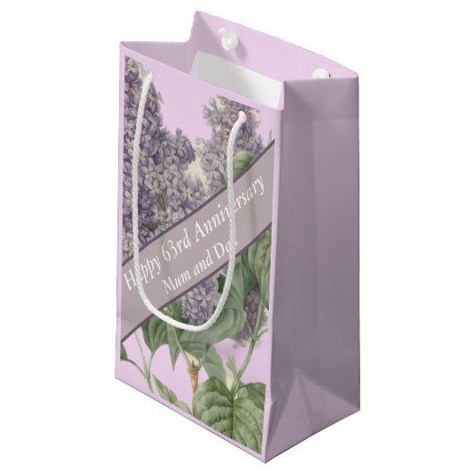 63e Jubileum Lila bewerkbaar Klein Cadeauzakje (Voorkant Gekanteld)