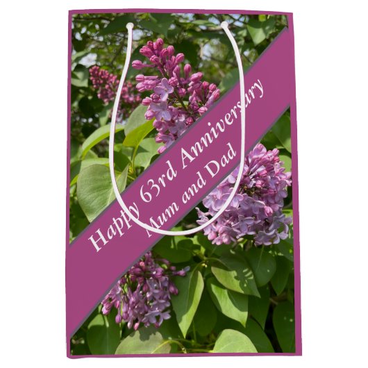 63e Jubileum Lila bewerkbaar Medium Cadeauzakje (Voorkant)