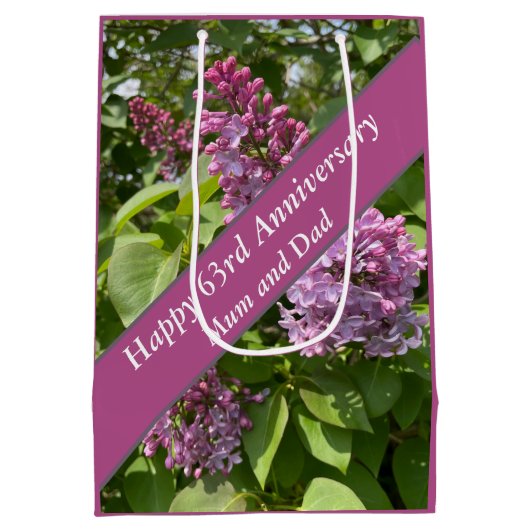 63e Jubileum Lila bewerkbaar Medium Cadeauzakje (Achterkant)