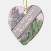 63e Jubileum Lila Hartvormig Keramisch Ornament (Links)