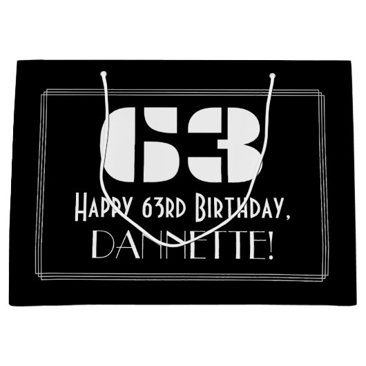 63e verjaardag ~ Art Deco geïnspireerd look "63" + Groot Cadeauzakje (Voorkant)