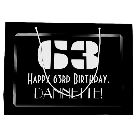 63e verjaardag ~ Art Deco geïnspireerd look "63" + Groot Cadeauzakje (Achterkant)