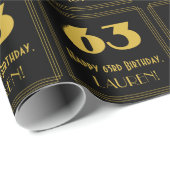 63e verjaardag - Art Deco geïnspireerde look "63"  Cadeaupapier (Rol Hoek)