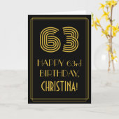 63e verjaardag: Art Deco Geïnspireerde look "63" e Kaart (Gele Bloem)