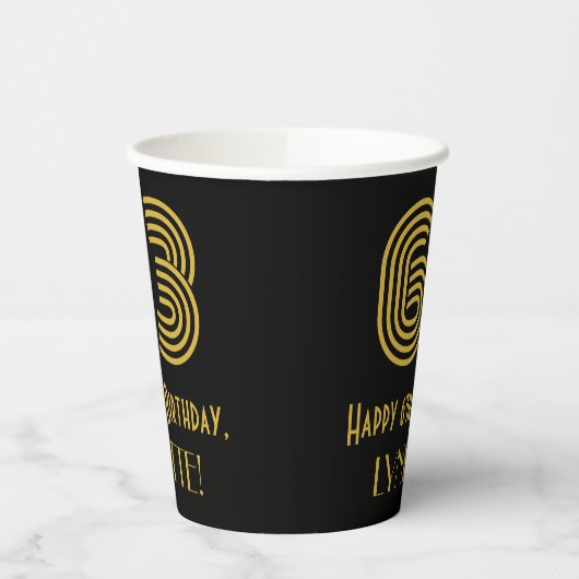 63e verjaardag: Art Deco Geïnspireerde look "63" e Papieren Bekers (Links)