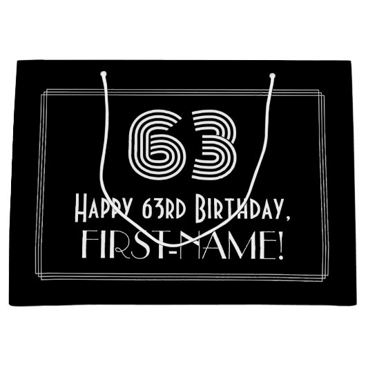 63e verjaardag — Art Deco Geïnspireerde look "63"  Groot Cadeauzakje (Voorkant)