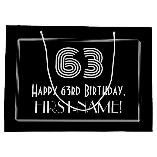 63e verjaardag — Art Deco Geïnspireerde look "63"  Groot Cadeauzakje (Achterkant)