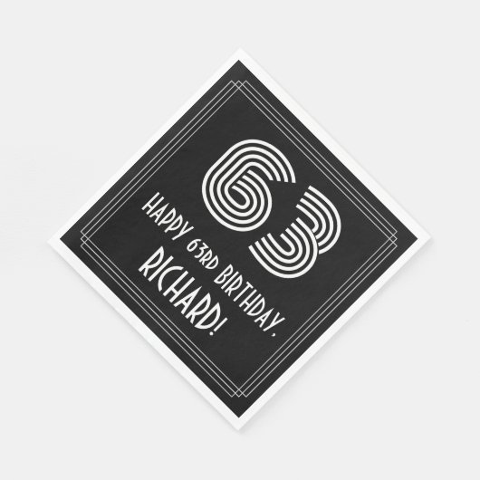 63e verjaardag: Art Deco Geïnspireerde look "63" + Servet (Hoek)