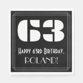 63e verjaardag: Art Deco Geïnspireerde look "63" + Servet (Voorkant)