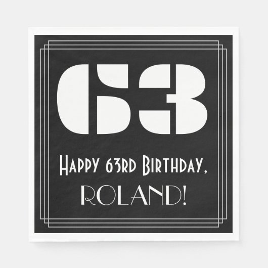 63e verjaardag: Art Deco Geïnspireerde look "63" + Servet (Voorkant)