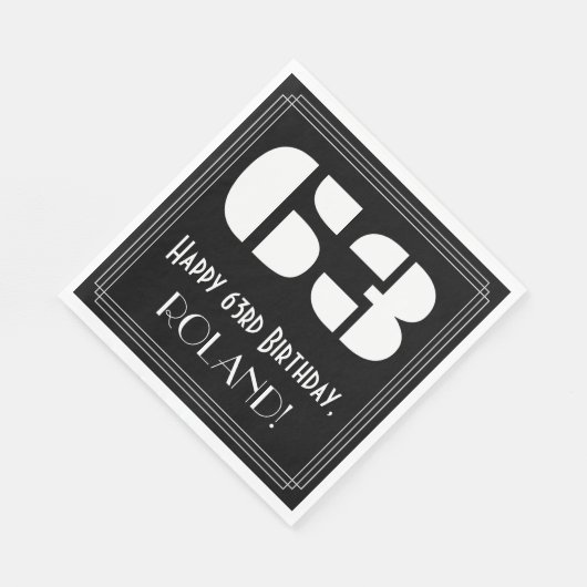 63e verjaardag: Art Deco Geïnspireerde look "63" + Servet (Hoek)