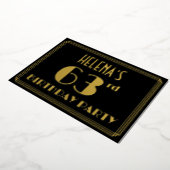 63e verjaardag: Art Deco Kijk "63", met naam Folie Uitnodiging (Gedraaid)