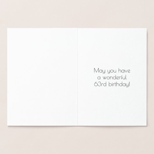 63e verjaardag ~ Art Deco stijl "63" & aangepaste  Folie Kaarten (Binnen)