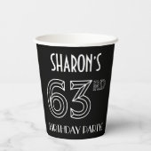 63e verjaardag: Art Deco Style + aangepaste naam Papieren Bekers (Achterkant)