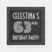 63e verjaardag: Art Deco Style + aangepaste naam Servet (Voorkant)