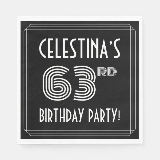 63e verjaardag: Art Deco Style + aangepaste naam Servet (Voorkant)