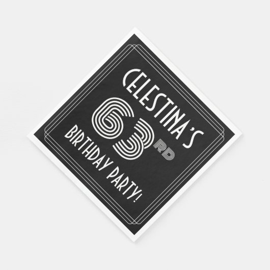 63e verjaardag: Art Deco Style + aangepaste naam Servet (Hoek)