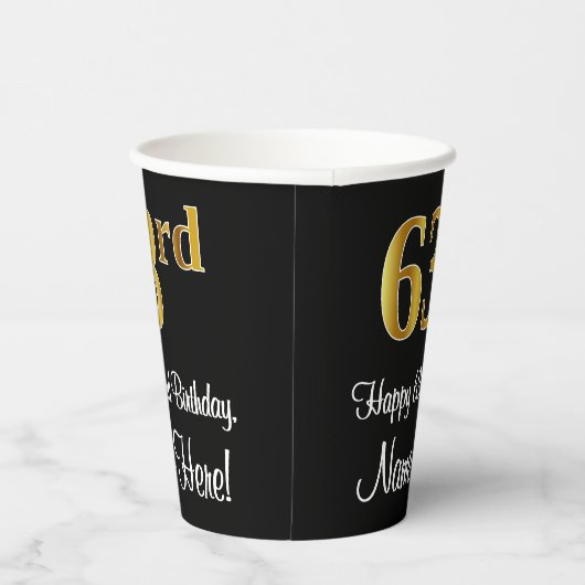 63e verjaardag - Elegante luxe Faux Gold look # Papieren Bekers (Rechts)