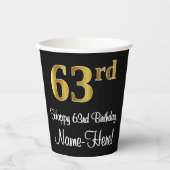 63e verjaardag - Elegante luxe Faux Gold look # Papieren Bekers (Voorkant)