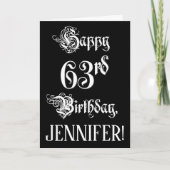 63e verjaardag: Fancy, elegant script + aangepaste Kaart (Voorkant)