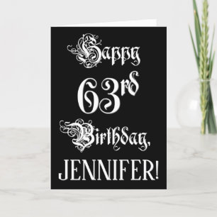 63e verjaardag: Fancy, elegant script + aangepaste Kaart