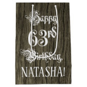 63e verjaardag: Fancy, Faux Wood Kijk + Aangepaste Medium Cadeauzakje (Achterkant)