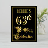 63e verjaardag — Fancy script en aangepaste naam Folie Uitnodiging (Staand Voorkant)