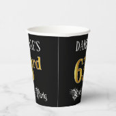 63e verjaardag — Fancy script, Faux Gold look Papieren Bekers (Rechts)