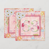 63e verjaardag feest scrapbooking stijl kaart (Voorkant / Achterkant)