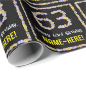 63e verjaardag: Floral Flowers Number, Custom Name Cadeaupapier (Rol Hoek)