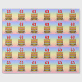 63e verjaardag: Fun Cake and Candles + Custom Name Cadeaupapier (Vlak)