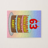 63e verjaardag: Fun Cake and Candles + Custom Name Legpuzzel (Horizontaal)
