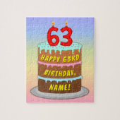 63e verjaardag: Fun Cake and Candles + Custom Name Legpuzzel (Verticaal)