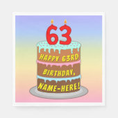 63e verjaardag: Fun Cake and Candles + Custom Name Servet (Voorkant)