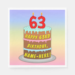 63e verjaardag: Fun Cake and Candles + Custom Name Servet