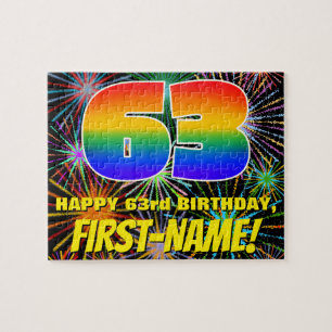 63e verjaardag: Fun, kleurrijk gevuurwerk Legpuzzel