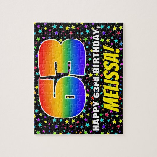 63e verjaardag - Fun, kleurrijk Star Field Pattern Legpuzzel (Verticaal)