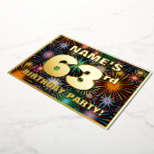 63e verjaardag — Fun, kleurrijke Fireworks look Folie Uitnodiging (Gedraaid)