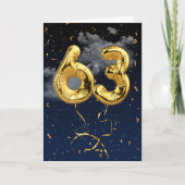 63e verjaardag Gold Mylar ballon en Confetti Card Kaart (Voorkant)