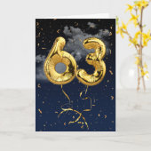 63e verjaardag Gold Mylar ballon en Confetti Card Kaart (Gele Bloem)