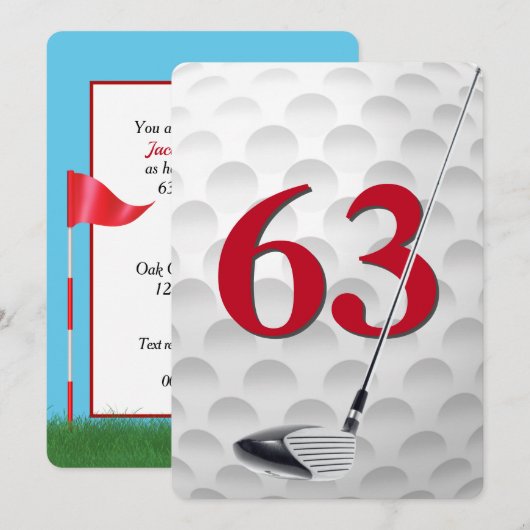 63e verjaardag golf thema feest kaart (Voorkant / Achterkant)