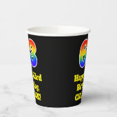 63e verjaardag: Kleurrijk, Leuk, Opwindend, Regenb Papieren Bekers (Links)