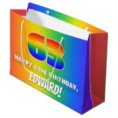 63e verjaardag: kleurrijk, vun regenboogpatroon #  groot cadeauzakje (Voorkant Gekanteld)