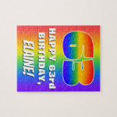 63e verjaardag: kleurrijk, vun regenboogpatroon #  legpuzzel (Horizontaal)