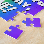 63e verjaardag: kleurrijk, vun regenboogpatroon #  legpuzzel (Zijkant)