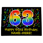 63e verjaardag - Kleurrijke muzieksymbolen, Rainbo Groot Cadeauzakje (Voorkant)