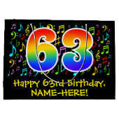 63e verjaardag - Kleurrijke muzieksymbolen, Rainbo Groot Cadeauzakje (Achterkant)
