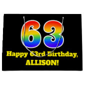 63e verjaardag ~ Leuk, Kleurrijk, Levendig, Regenb Groot Cadeauzakje (Voorkant)